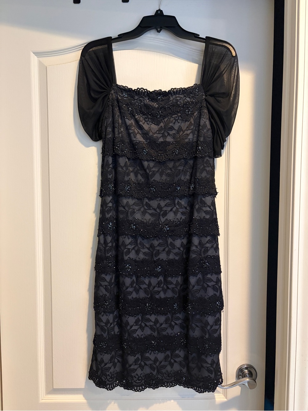 Patra Black One-Shoulder Lace Cocktail Dress